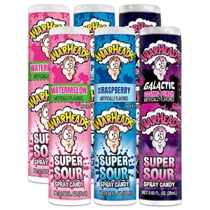 WARHEADS Super Sour Candy Spray - Blue Raspberry, Green Apple & Watermelon Flavors - 0.68 oz Bottles - 6 Pack - Intense Sour Experience - Sweet Snack Bonbon