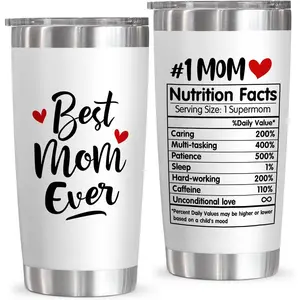 20oz Stainless Steel Vacuum Flask, 1 Count Best Mom Nutrition Facts Themed Coffee Cup, Tumbler Drinkware for Home Office Use, Gifts for Mom Grandma