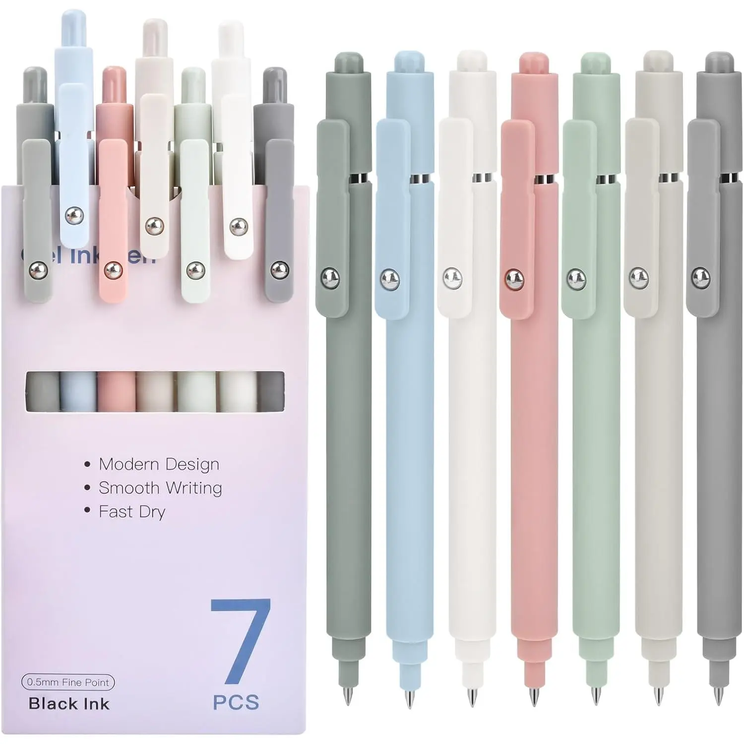 7-Count 0.5mm Fine Point Quick Dry Black Ink Gel Pens, High-End Smooth Writing Office School Supplies, Unisex Stocking Stuffers for Christmas, Journaling, Note Taking, Planning (School Supplies Haul Fit)