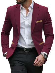 Men's Colorblock Fitted Blazer Jacket, Long Sleeve Casual Suit Coat, Fashionable Versatile Outerwear for Any Occasion, Menswear