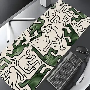 Keith Haring Style Doodle Large Gaming Mouse Pad,desktop decoration protection pad,rubber pad non-slip lock edge work pad,multi-size mouse pad for laptop,desktop computer games, work, Office Desk Accessories, Desk Accessories