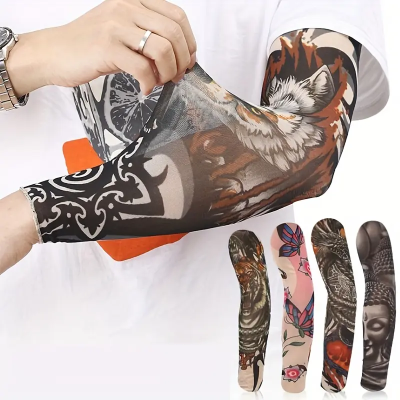 10 Pcs Breathable Knit Sleeves, Unisex Floral & Geometric Patterns, Outdoor Cycling & Casual Wear, Durable Fashion Sun Protection Sleeves, Sports Arm Sleeve, Uv Arm Sleeves, Arm Sleeves Cover