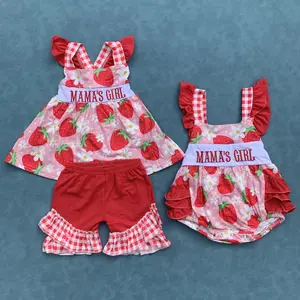 Mamas girl Mothers day kids strawberry summer outfit