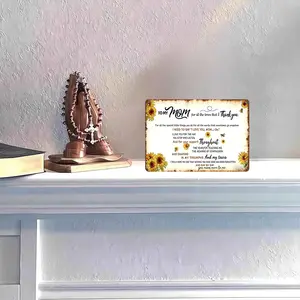 To My Mom Thank You Quote Sign, "For All The Times That I Thank You" Sunflower Poem, 8"x12", Durable Aluminum, Rustic Floral Style, Indoor/Outdoor Home Decor, For Loving Moms, Heartfelt & Warm, Sweet Mother's Day Gift