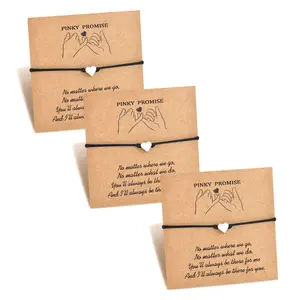 Pinky Promise Bracelet Set Long Distance Matching Friendship Handmade Bff for Graduation Gifts Couple Sisters 3PCS