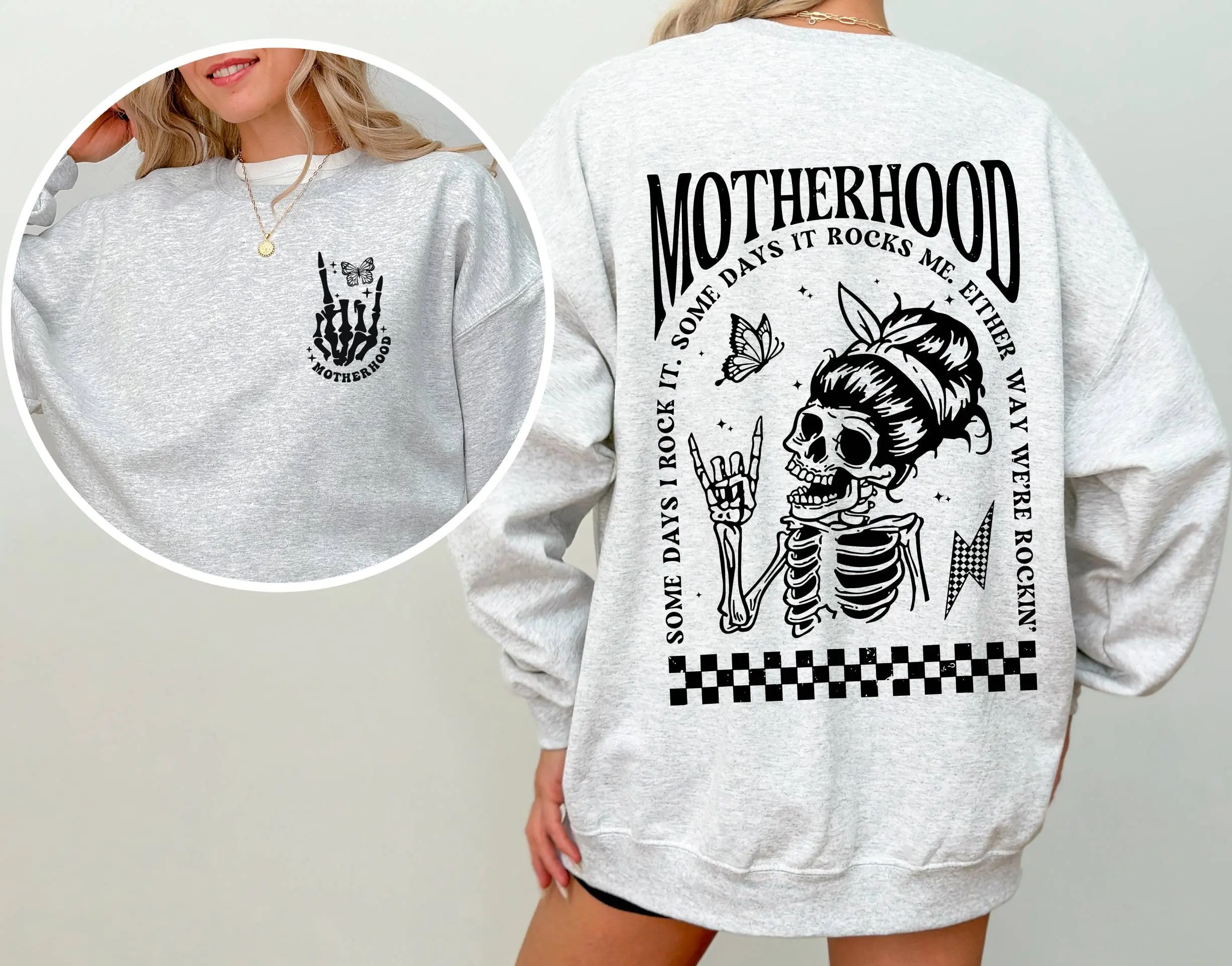 Motherhood Some Day I Rock it Sweatshirt, Mama Sweatshirt, Mom Sweatshirt, Motherhood Rock Skeleton Sweatshirt, Rocker Mom Gifts, Mom Gift