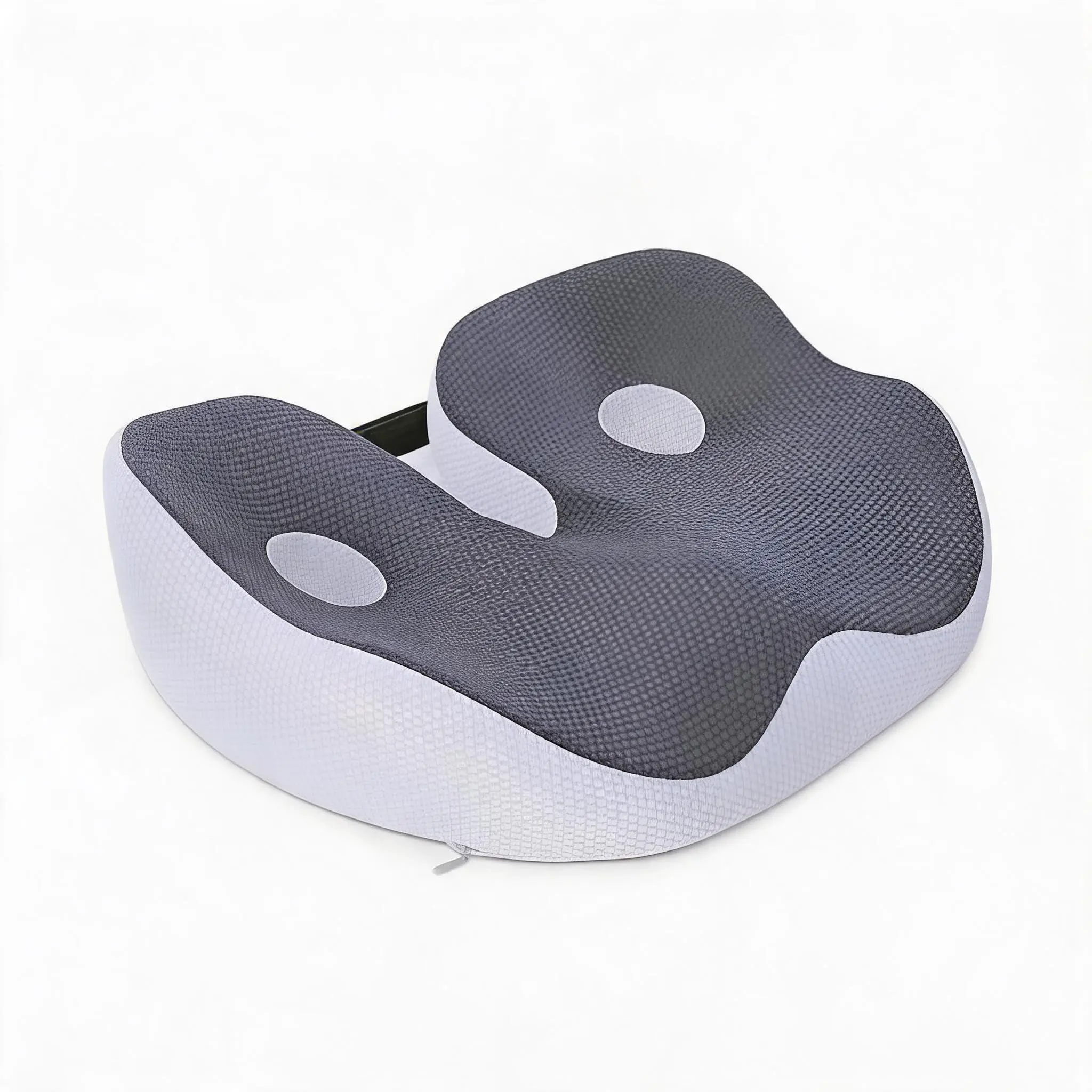 GARVEE Dark Gray Office Chair Seat Cushion - Double-Hole, High-Density Memory Foam, Slow-Recovery, Breathable, Non-Slip, Ergonomic, Sciatica Relief for Office, Home Use