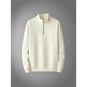 Men's Half-Zip Stand Collar Fitted Sweatshirt, Casual Fashion Pullover for Daily Wear, Simple Style Long Sleeve Top for Men