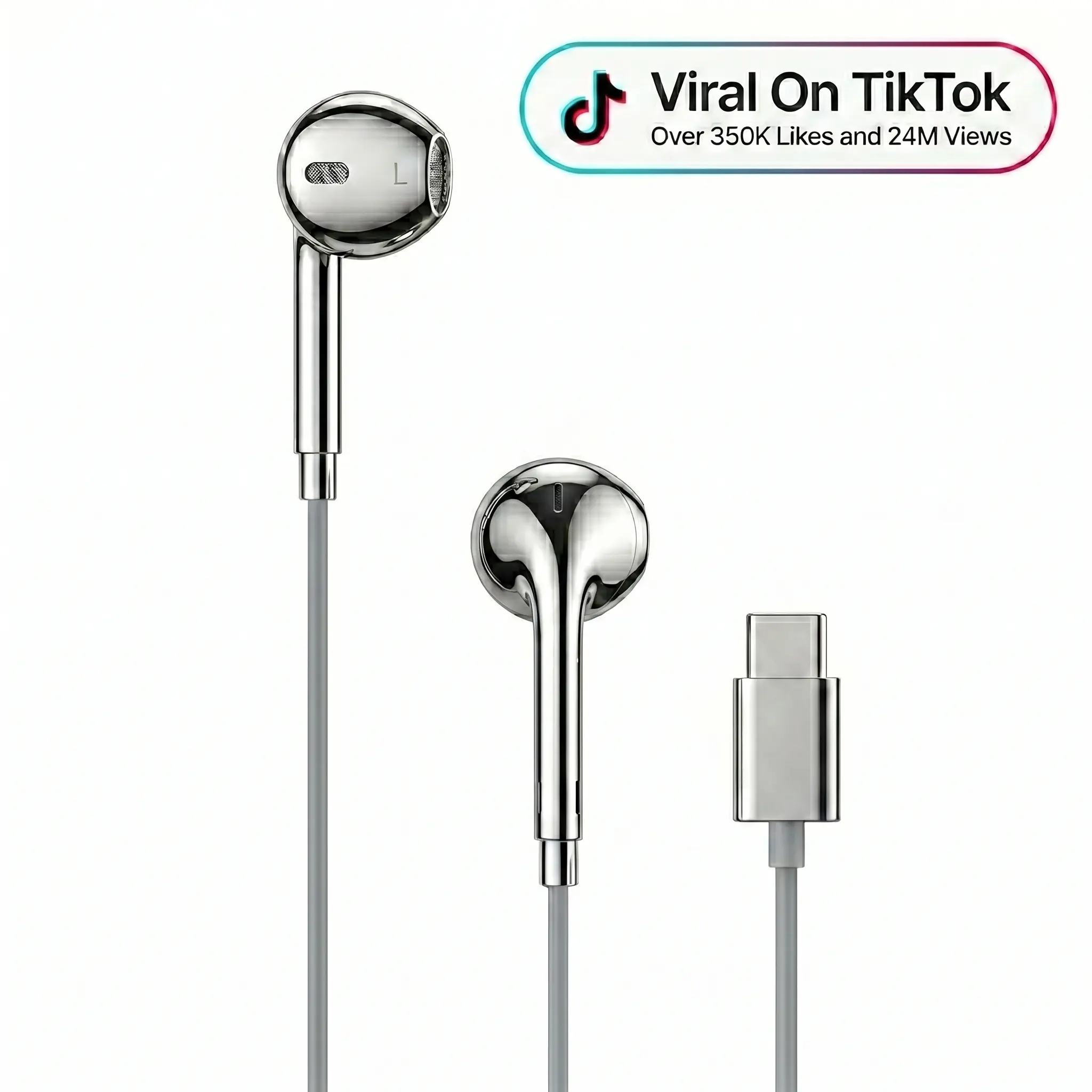 Aesthetic Chrome Earbuds (USB Type-C)