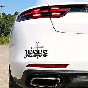 Jesus & Praying Hand Cross Car Stickers, Durable PVC Car Decals, Automobile Decals, Car Decorative Sticker, Easy To Apply, Suitable for Car, Wall, Truck, Van, Motorcycle Decoration, Sticker For Cars, Car Vehicle Decoration, Automotive Decoration