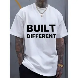 BUILT DIFFERENT  T-Shirt for Men - Comfortable and Stylish Tee with Bold Black Text Design, Perfect for Everyday Wear and Casual Outings