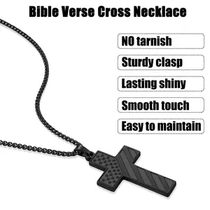 American Flag Cross Necklace for Men and Women, Juniors Chain, Christmas Gift for Son/Boyfriend/Husband/Father/Mom