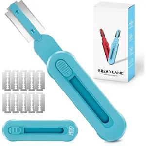 Bread lame for Dough,  &  Bread Lame Dough Scoring Tool, Anti-Slip Handle with Long Retractable , Sourdough Scoring tool for Bread Making (Blue)