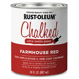 Rust-Oleum 30oz Chalked Ultra Matte Farmhouse Red Quick Drying Interior-Exterior Solution for Automotive & Motorcycle Paint Care, Quick Drying Paint