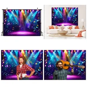 1pc Disco Party Backdrop - 1980s Colorful Neon Glow Design 7x5ft Stage Photography Background for Rock Music Dance Birthday