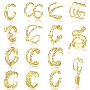 Non Piercing Ear Cuff Set, Mixed Shape, Snake and Leaf Design Fashion Earrings for Women and Girls