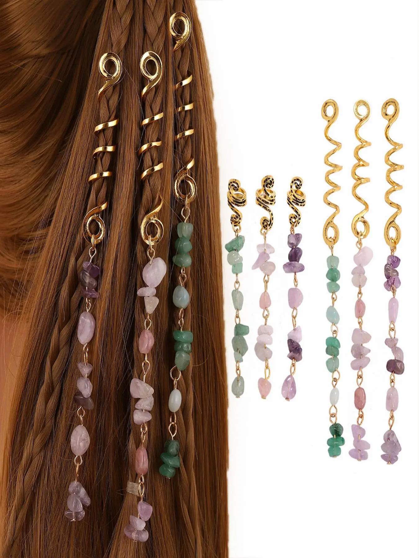 6 pcs/set boho style hair ring, vintage hair accessories for women, Braid accessories