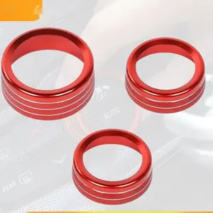3Pcs Car AC Knob Ring Cover Stickers, Heat Control Switch Protectors, Vehicle Accessories for Jeep Grand Cherokee/Dodge Charger, Durango & Challenger 2014-2021 Interior