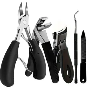5-Piece Stainless Steel Nail Care Kit, Toenail Grooming Tools, Home Use Pedicure Set, Non-Button Cell Battery Included