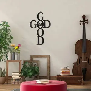 Black Cross Metal Wall Art - God Is Good Sign | Christian Decor