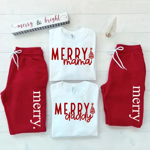 Matching Couples Christmas Pajamas | Merry Mama & Merry Daddy Pajamas | Festive Holiday Sleepwear