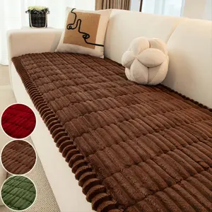 1 PC Solid-coloured thickened sofa cover, Sofa Slipcover, Pet-Friendly Anti-Scratch Sofa Cover, Non-slip Dustproof Couch Pad, Machine-Washable Living Room Couch Protector for Sectional, Loveseat & 3-Seater, Soft Cozy Fabric Couch Blanket
