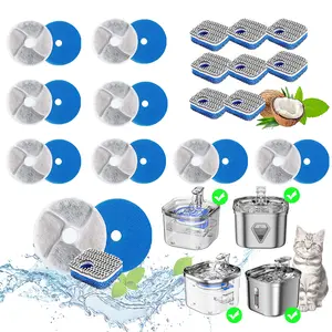 9/18pcs Cat Water Dispenser Filters, Stainless Steel Pet Water Fountain Filters+Sponges, Suitable for Cats and Dogs Healthy Drinking