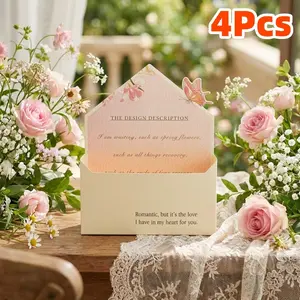 4pcs Envelope Flower Box (no Flowers) for Florists, Birthday, Valentine's Day, Mother's Day, Father's Day, Halloween, Party, Anniversary, Rose Gift Box, Flower Wrapping, Gift Box Design
