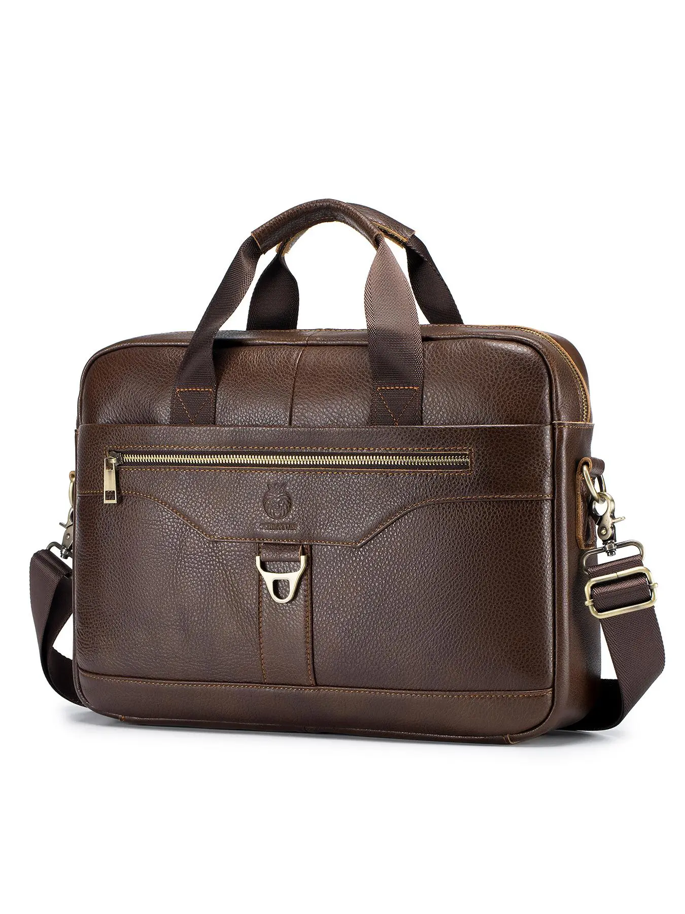 Men's Business Solid Color Leather Large Capacity Briefcase, Fashionable Travel Handbag, Durable Waterproof Computer Bag for Work & Daily Used, Travel Essentials