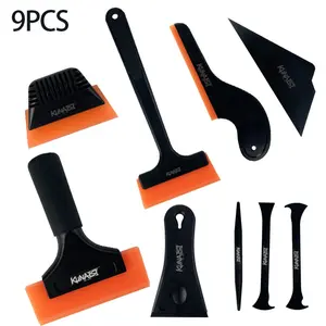 9pcs Set of Automotive Vinyl Film Installation Additions, Solar Film Scraper, Equipped with Glue Remover, Edge Plug Tool, And Water Squeegee, Suitable for Automotive Film Application And Glass Mirror Cleaning