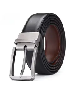 Men's Business & Casual Double-Sided Leather Adjustable Belt -  Pin Buckle Soft Comfortable Design Perfect for Jeans & Formal Wear Secure Metal Buckle Modern Buckle Belts