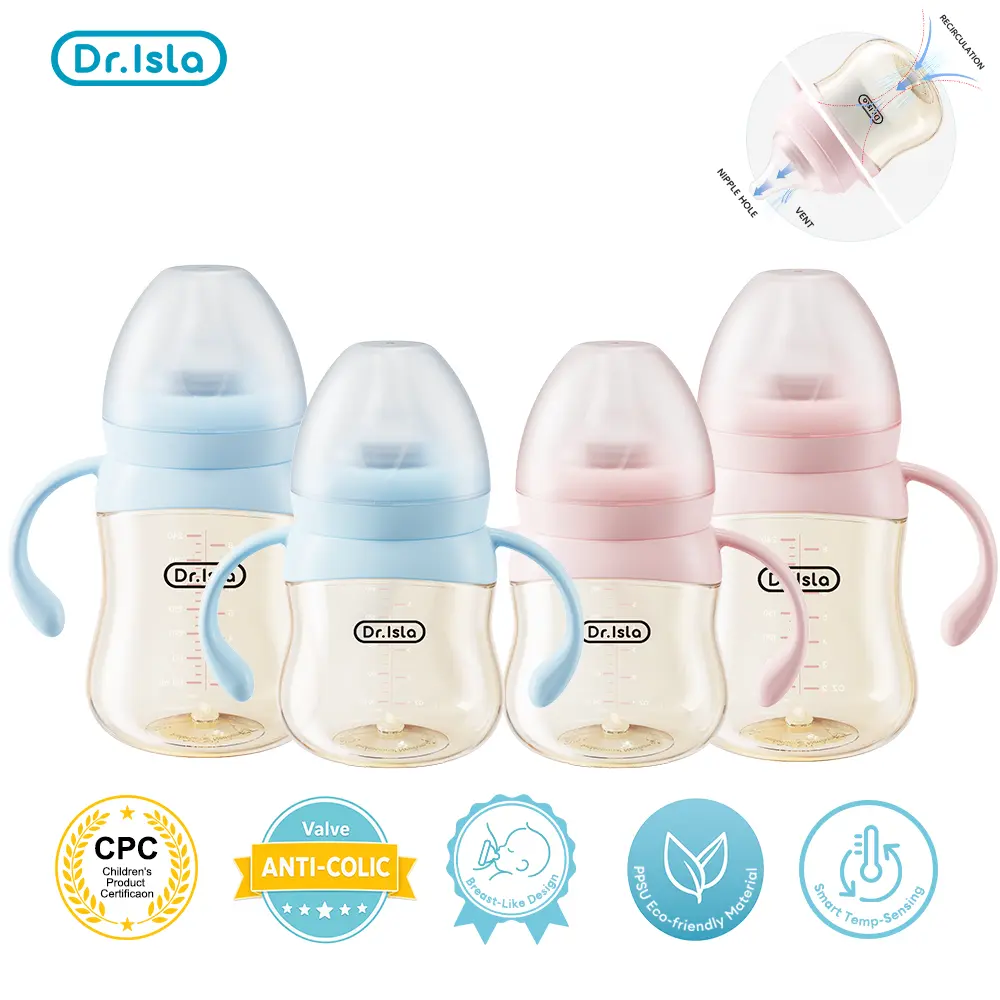 Dr.Isla PPSU Anti-Colic Baby Bottle(9 OZ/6OZ ), Scientifically Prevents Gas/Bloating/Colic Tears, Dual inhalation at the top and bottom, 45°C Precision Scale Avoids Thermal Burns, Bio-Mimetic Nipple Ensures Easy Latch & Peaceful Sleep, Tough Drop-Proof su