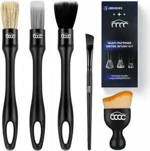 5 count  Detailing Brush Set -2pcs Nailon  Detailing Brushes,2pcs Ultra Soft No Scratch Detailing Brush for Air Vent,Leather Seat - 1 count Large Detail Brush for Interior Exterior