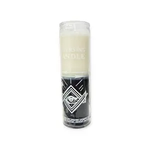 Non-Toxic Wax Reversible Candle, White & Black with Eye Symbol Design, for Full Energy Cleanse and Spiritual Protection