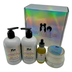 Gifted Cosmetics Charcoal Hair Bundle with Shampoo, Conditioner, Moisturizer & Anti-Itch Oil for Deep Cleansing, Moisturizing, Hydrating scalp care Unisex