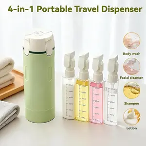 4-in-1 Travel Bottles for Toiletries, Travel Pump Bottle. Leak-proof pump dispensers for shampoo, conditioner and lotion. Compact anti-spill containers, great for travel and business trips.boujee kitchen gadgets