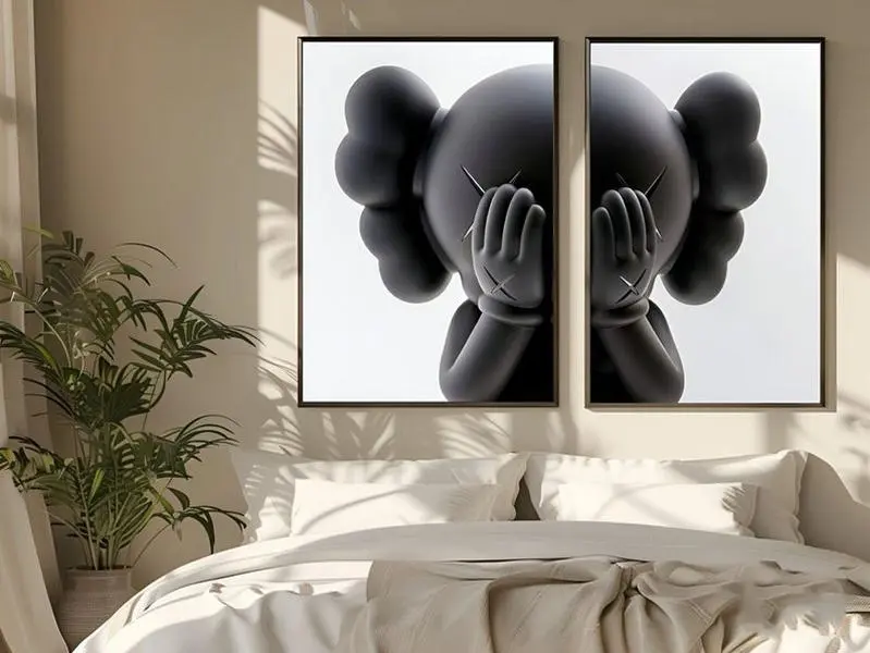 Unique Pop Kaws Collage Poster Set Of 2, Kaws Poster Unframed