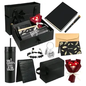 10 Pcs Boss Gifts for Men, Best Bosses Day Gifts Baskets for Him Male Christmas Appreciation Birthday Retirement Box Set Tumbler Wallet Bracelets Toiletry Bag Keychain(Classic)