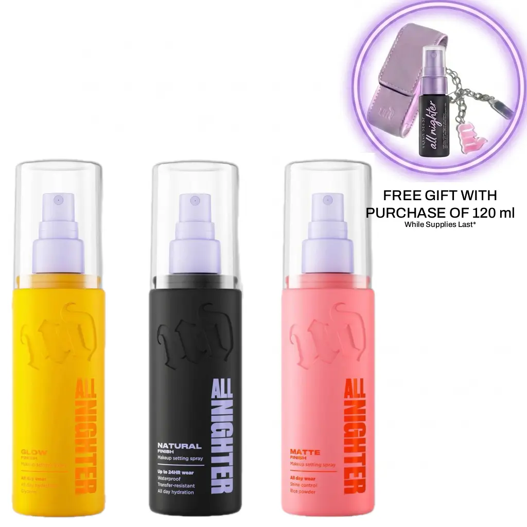 Urban Decay All Nighter Setting Spray Trio | Full Size + Travel Size Variants | OG + Matte + Glow