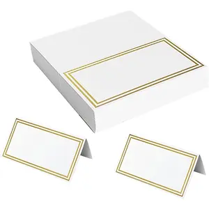 50Pcs Small Table Name Card with Gold Foil Border, Premium Places Cards, Premium Tent Name Place Cards, Escort, Wedding Place Card for Wedding, Dinner Parties, Events