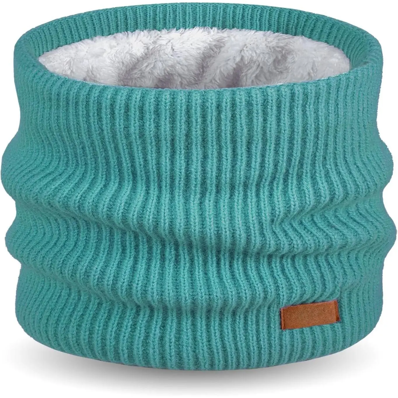 L-AN007 Kids' Striped Acrylic Knitted Infinity Scarf - Fleece-Lined Stretch Neck Gaiter, 8-9 Yrs/8-15 Yrs Stylish Skiing Cold Weather Accessory for Boys & Girls, Durable Pull-On Neck Warmer, 8 - 9 Years