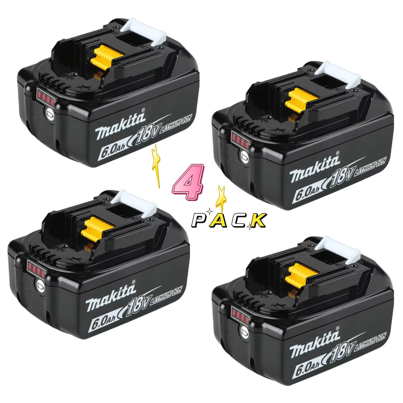 4 PACK BL1860B 6.0Ah 18V Lithium-Ion Battery For Makita BL1850B BL1840B BL1830B Cordless Power Tools Replacement Battery 4 PACK BL1860B 6.0Ah 18V Lithium-Ion Battery For Makita BL1850B BL1840B BL1830B Cordless Power Tools Replacement Battery