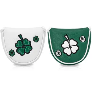 Golf Putter Cover with Four Leaf Clover Embroidery Design, Magnetic Closure Protection, Ideal Gift for Family & Friends, Golf Accessory, Golf Equipment