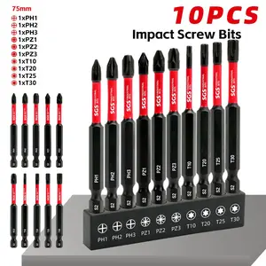 10 Pcs Impact and Wear-Resistant, Non-Slip Magnetic U-Shape & Triangle Screwdriver Bits Set (U4 U6 U8 U10 TA1.8 TA2.0 TA2.3 TA2.5 TA2.7 TA3.0), 70mm Universal 1/4" Shank S2 Steel for Handcrafting, Forestry, Woodworking, Office and DIY Use