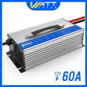 WattCycle 14.6V 60A Aluminum Shell LiFePO4 Battery Charger 12V 300Ah MINIIP65 Water Dust-proof Car Power Bank Jumper 3X Faster Charging