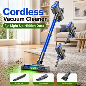 BSNAW Cordless Vacuum Cleaner, Lightweight 6-in-1 Stick Design Vacuum with Green LED Anti-Tangle Brush for Pet Hair, Carpets, Hardwood Floors