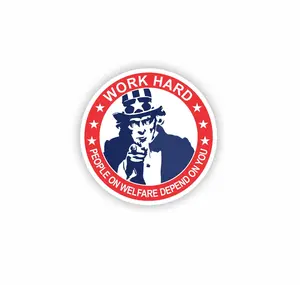 Work Hard People on Welfare Depend on you Sticker, Uncle Sam Sticker, Hard Hat Stickers, Hydroflask, Funny Meme Sticker Decal, Vinyl Sticker For Laptop, Water Bottle, Cars