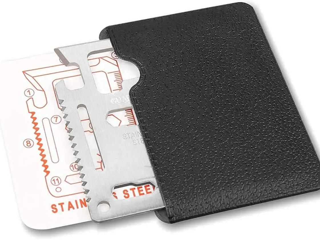 11-in-1 Survival Credit Card Multitool – Fathers Day Stocking Stuffer Christmas Gift - Multipurpose Tactical Wallet Tool With Bottle Opener, Survival Knife For Men Birthday Dad