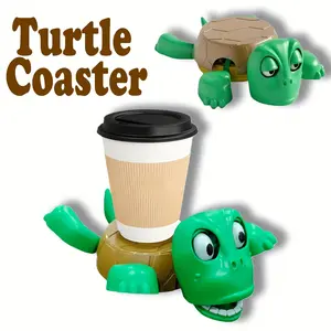 Funny Turtle Slide Glass Coffee Cup Mug Holder, Full Color Print, Perfect Gift for Birthday, Christmas, Thanksgiving, Unique Party Accessory