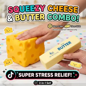 Ultimate Butter & Cheese Squishy Set – Stress Relief Toy for Kids & Adults, Satisfying Poppable Fun